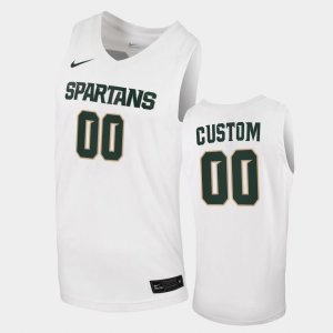 Men's Custom Michigan State Spartans #00 Nike NCAA 2020-21 White Authentic College Stitched Basketball Jersey WJ50Z16FF